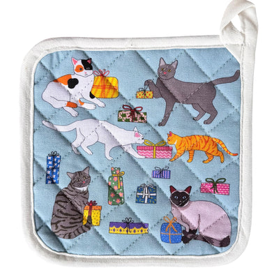 Pot Holder - Holiday Kitties With Gift Boxes