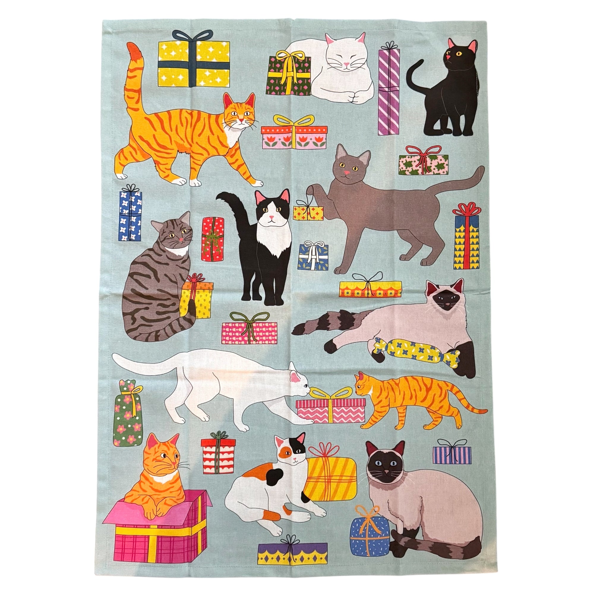 Kitchen Towel - Holiday Kitties With Gift Boxes