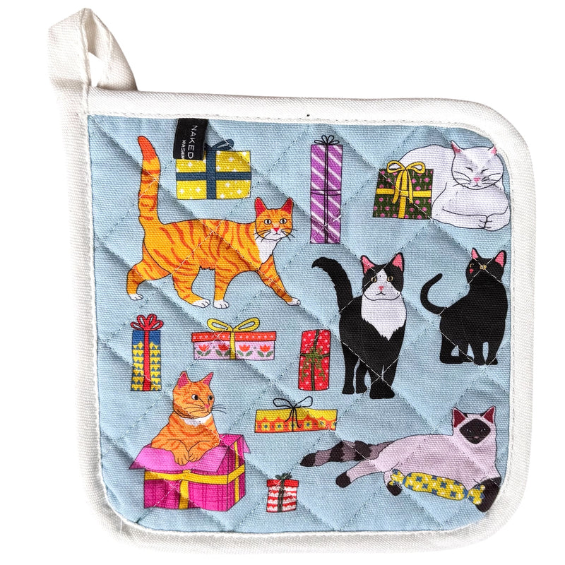 Pot Holder - Holiday Kitties With Gift Boxes