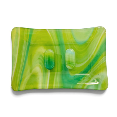 Lime Green Glass Soap Dish