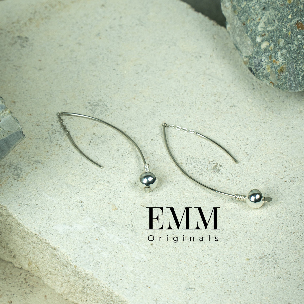 Earrings - Line Dangle With Metal Bead