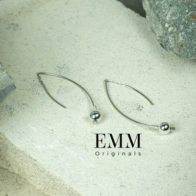 Earrings - Line Dangle With Metal Bead