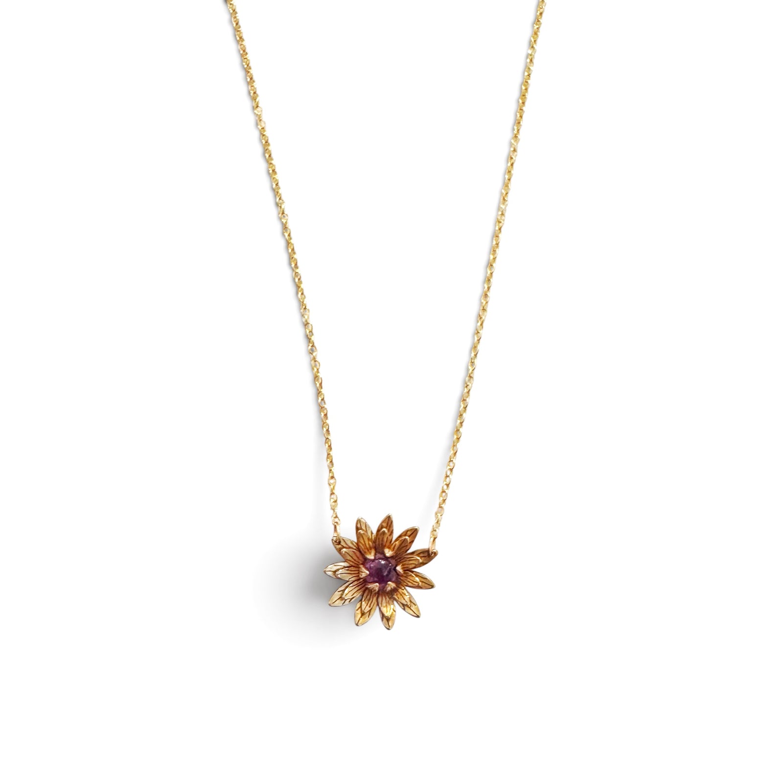 Necklace - Lotus With Amethyst