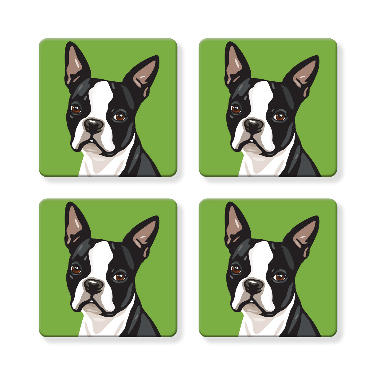 MDF Coaster - Set of 4 - Boston Terrier