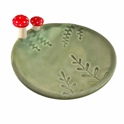 Ring Dish & Jewelry Tray - Mushroom & Fern - Oval