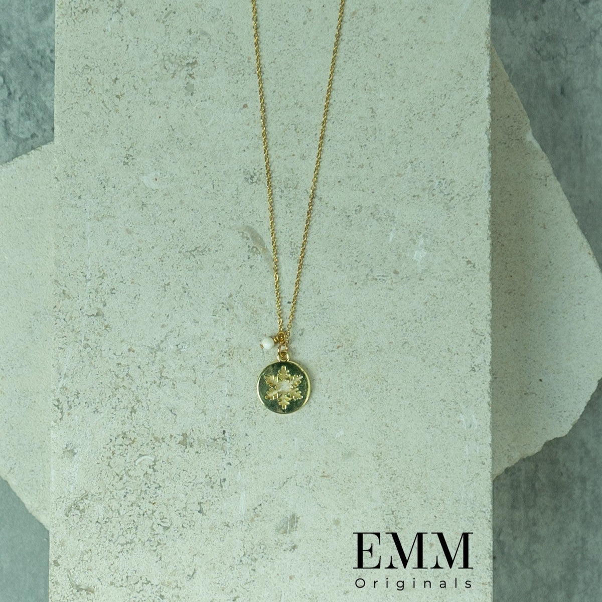 Necklace - Snowflake With White Stone