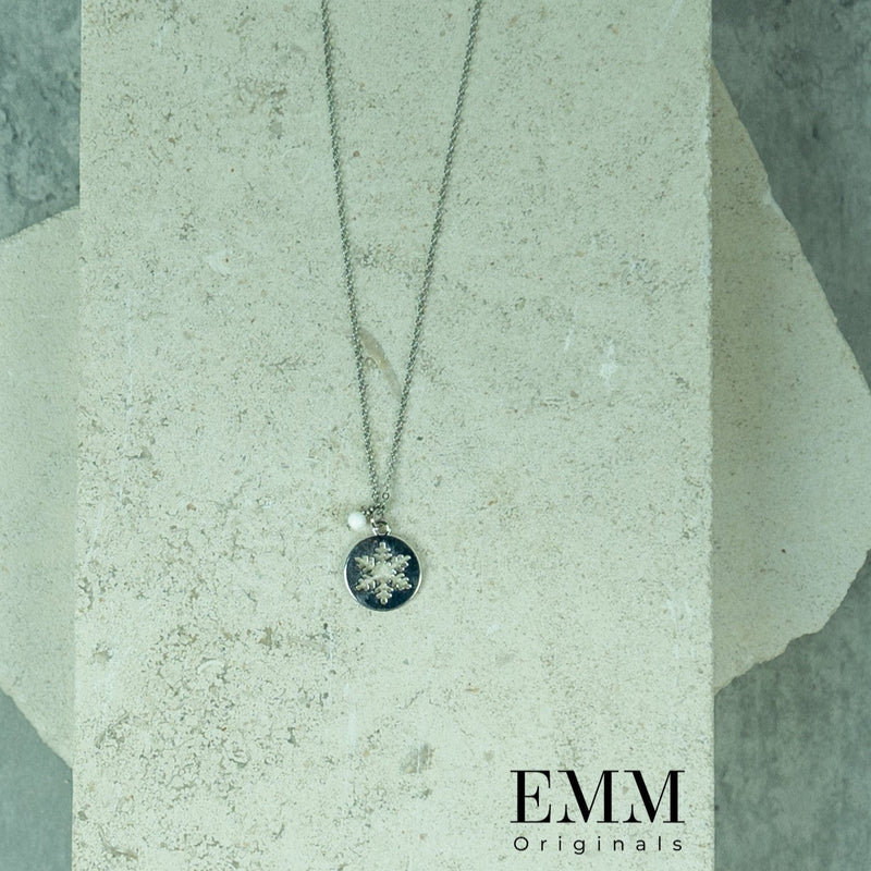 Necklace - Snowflake With White Stone