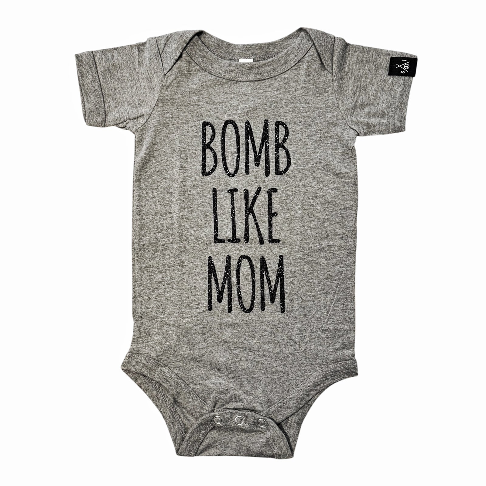 Onesie - Bomb Like Mom - Athletic Gray/Glitter Black