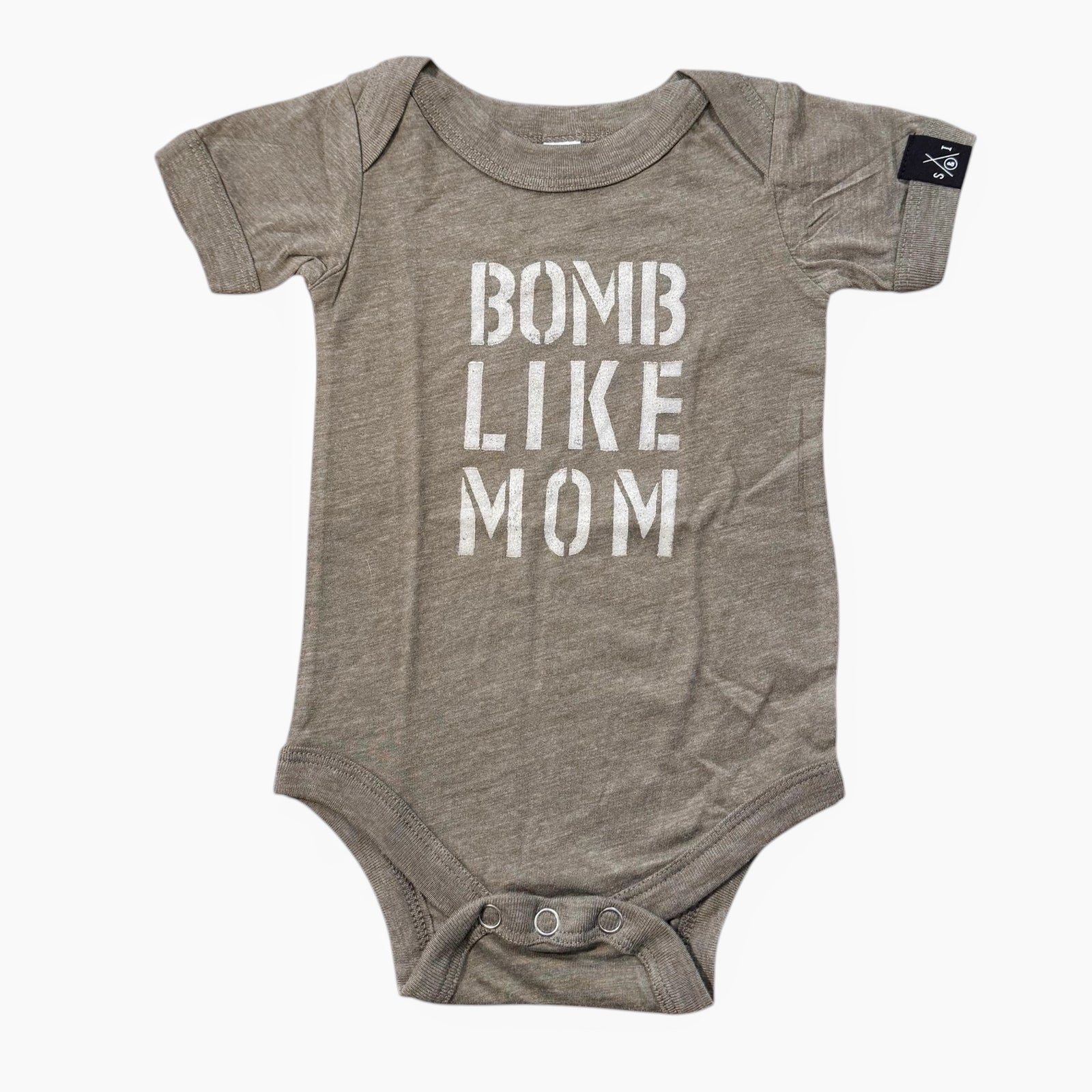 Onesie - Bomb Like Mom - Olive Green/ Spray Block