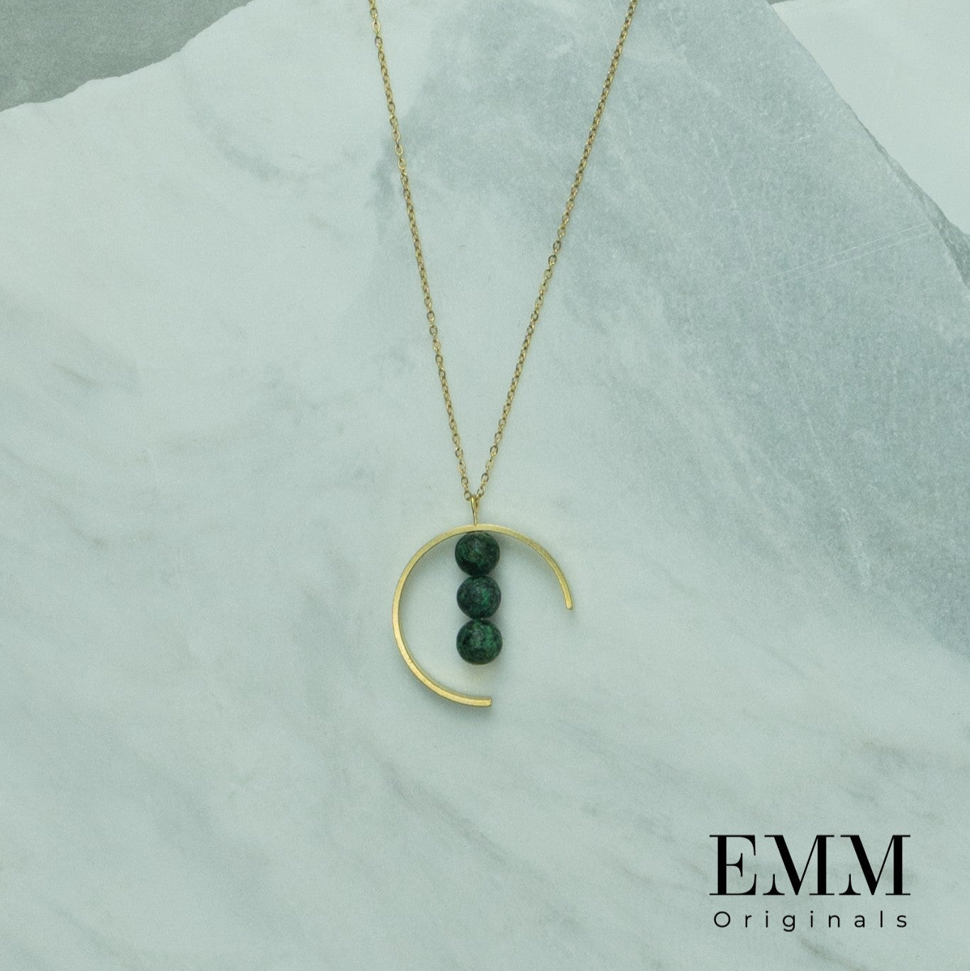 Necklace - Open circle With Triple African Turquoise