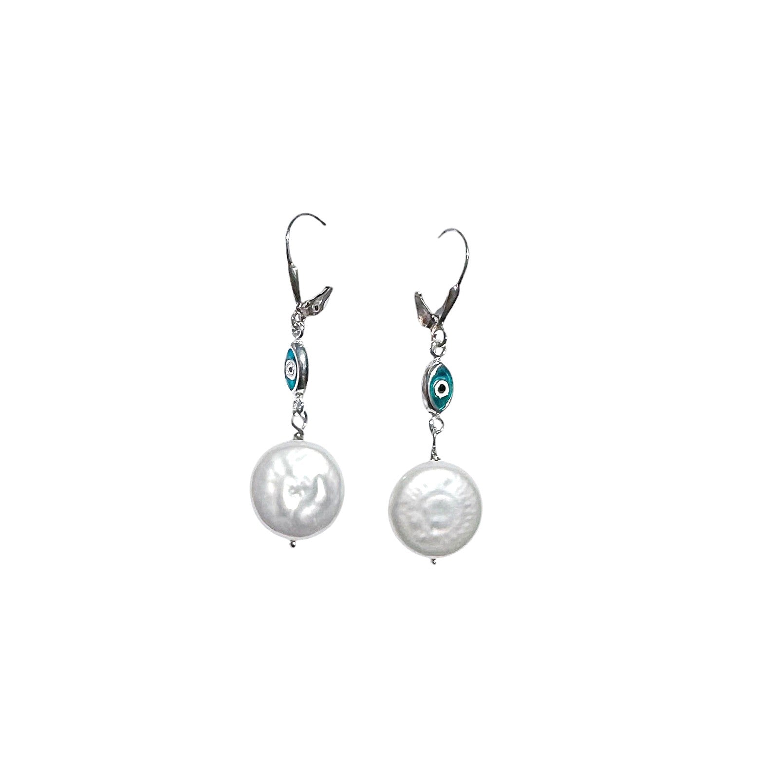 Earrings - Pearl Evil Eye