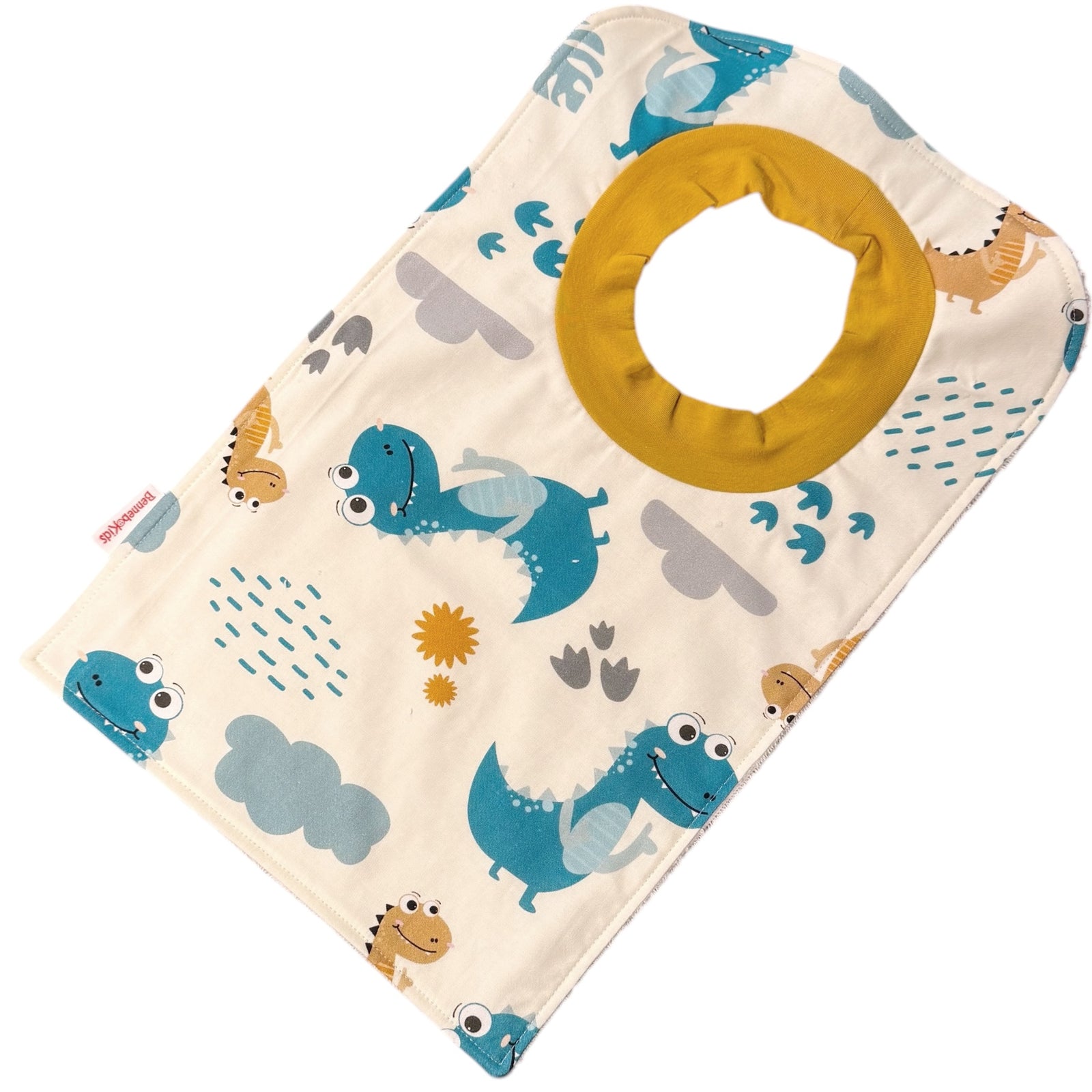 Pullover Bib - Beige Dinosaur