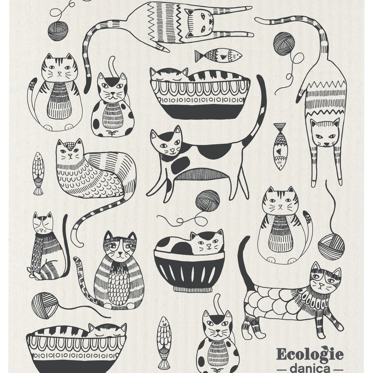 Swedish Dishcloth - Purr Party