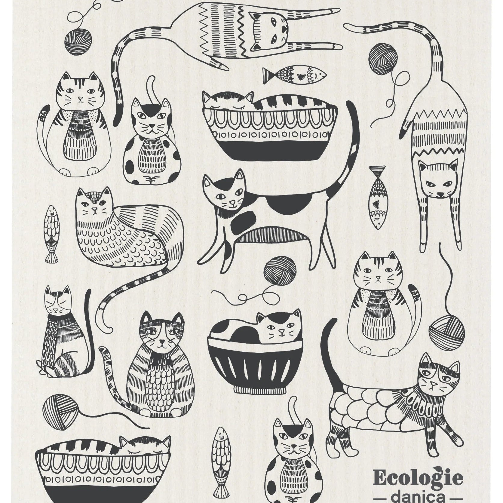 Swedish Dishcloth - Purr Party