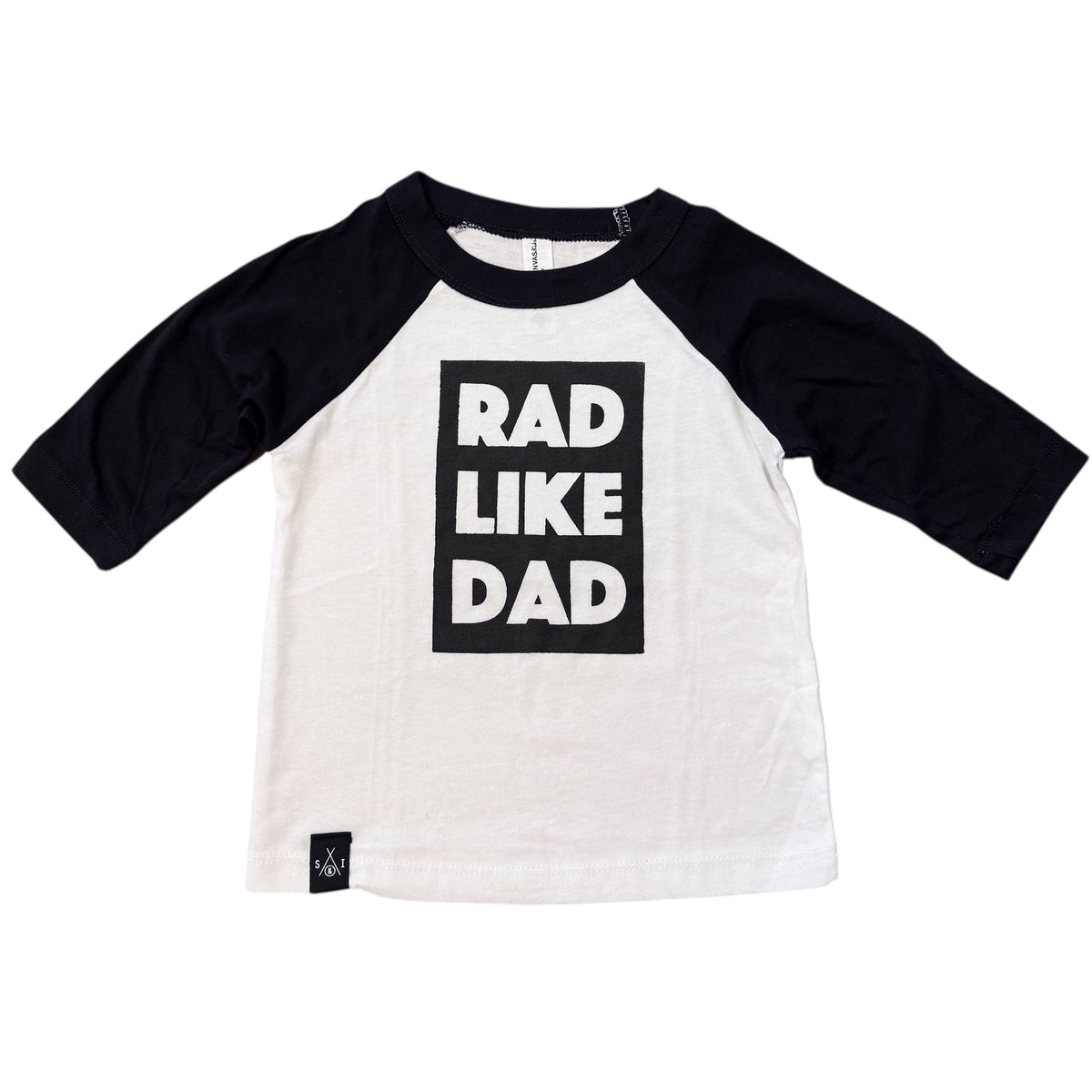 Kids Raglan Shirt - Rad Like Dad - Black&White/Black Matte Block