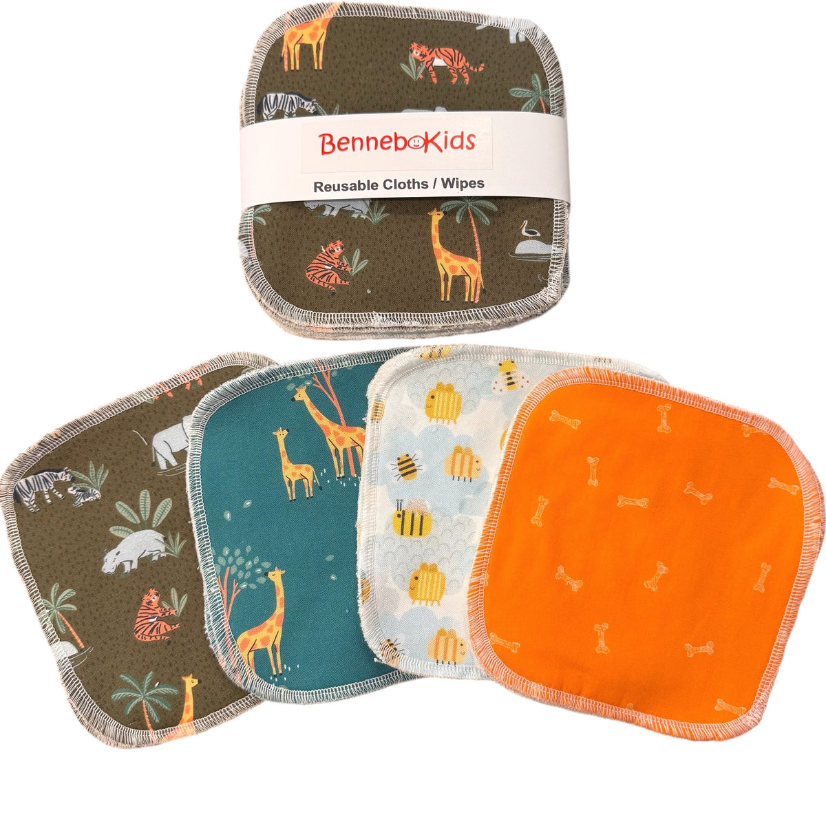 Reusable Cloths/ Wipes - Green Safari