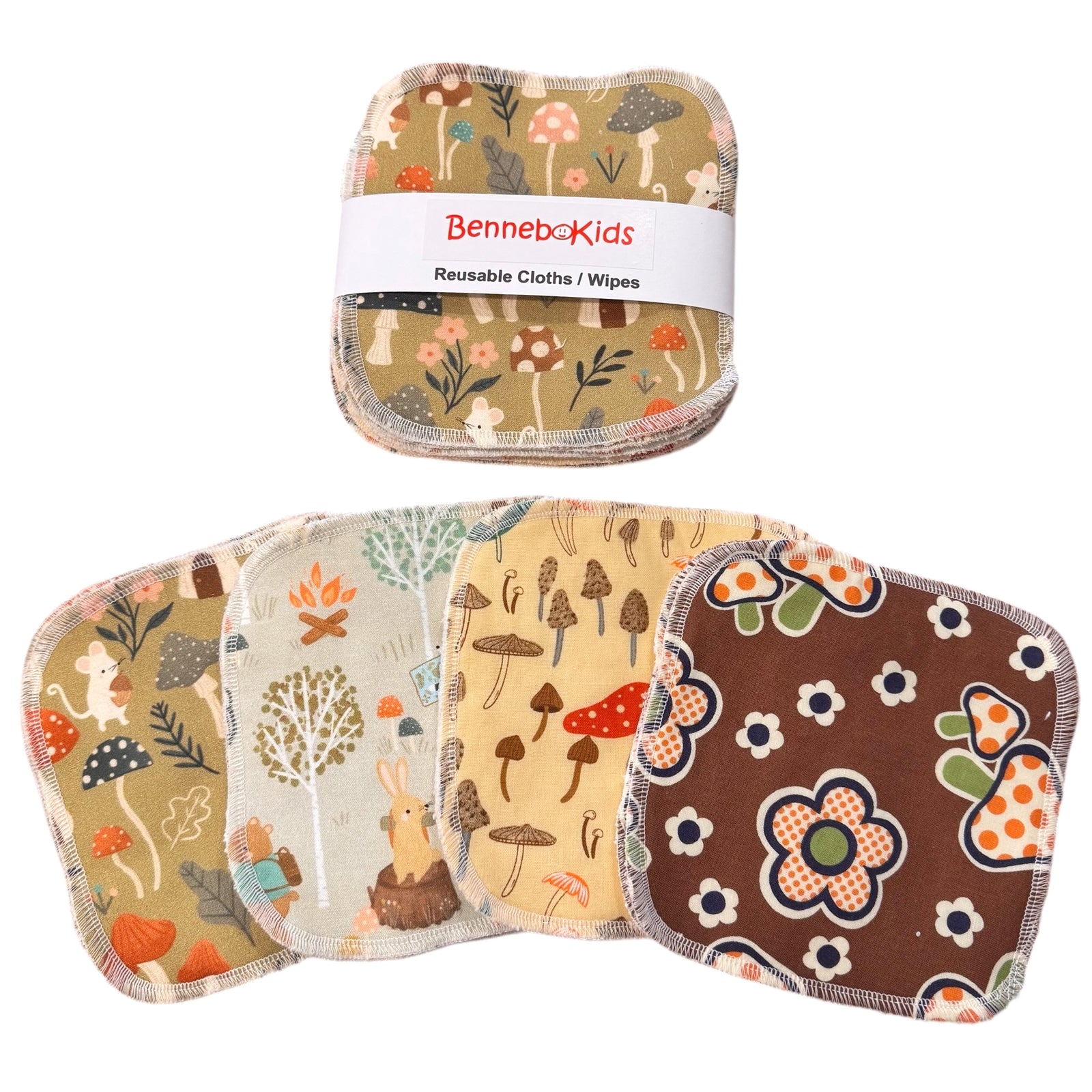 Reusable Cloths/ Wipes - Mushroom Woodland