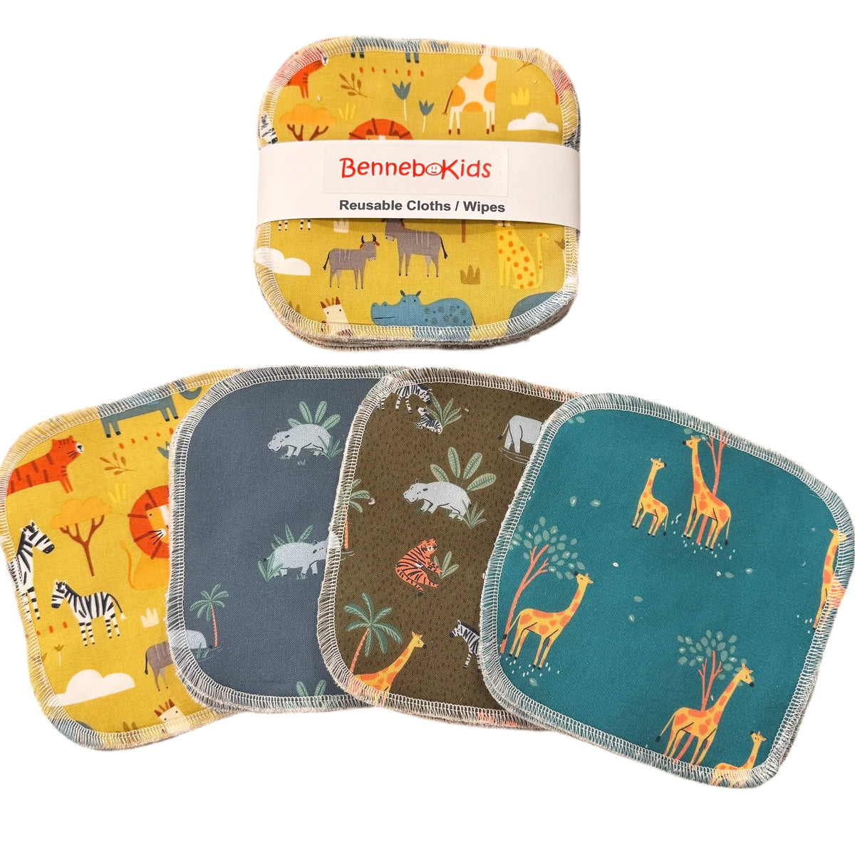 Reusable Cloths/ Wipes - Mustard Safari