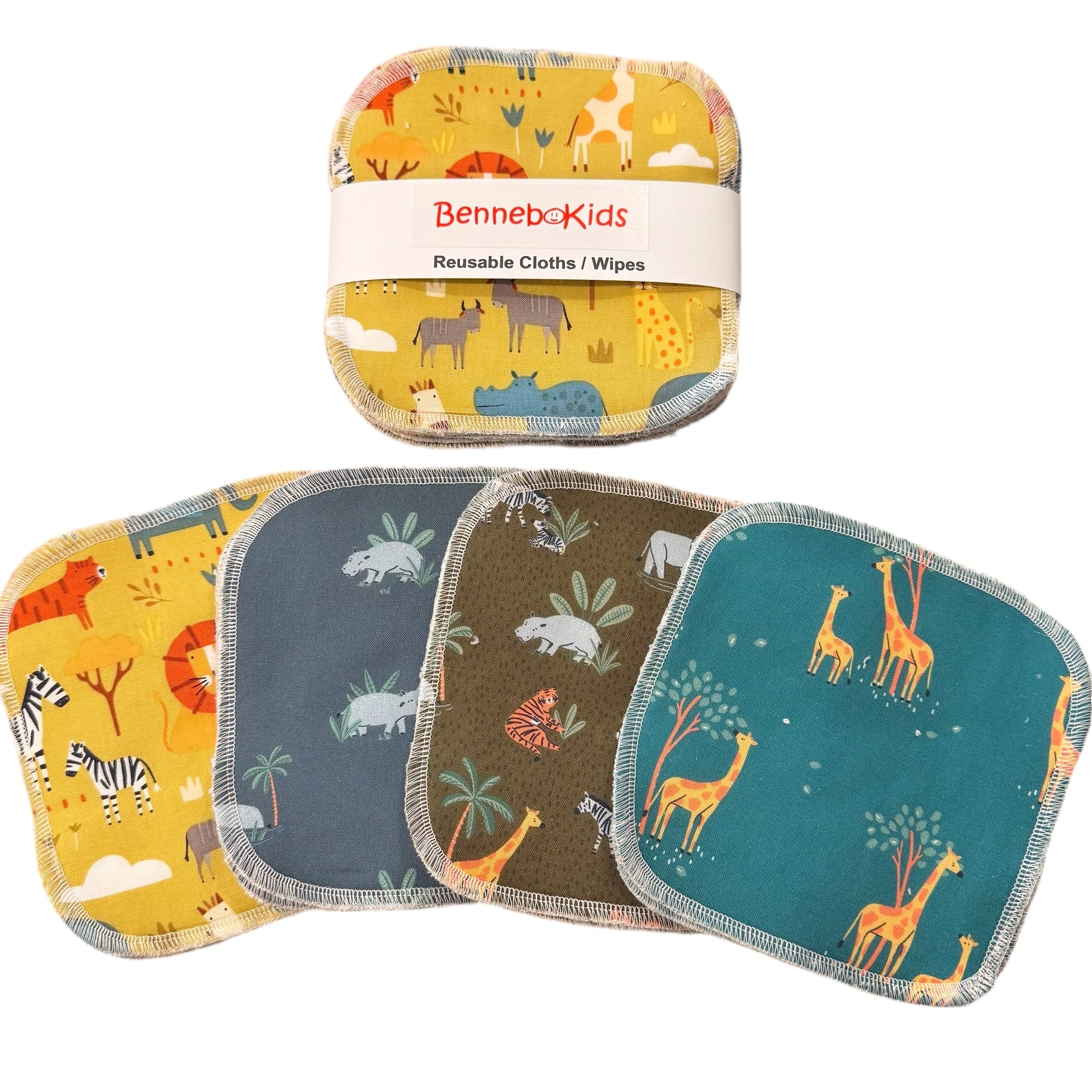 Reusable Cloths/ Wipes - Mustard Safari