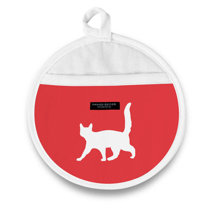 Pot Holder - Round - Black Cat