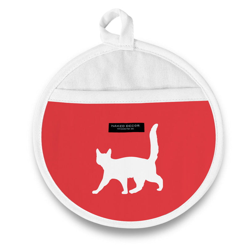 Pot Holder - Round - Black Cat