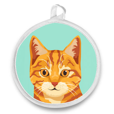 Pot Holder - Round - Orange Tabby