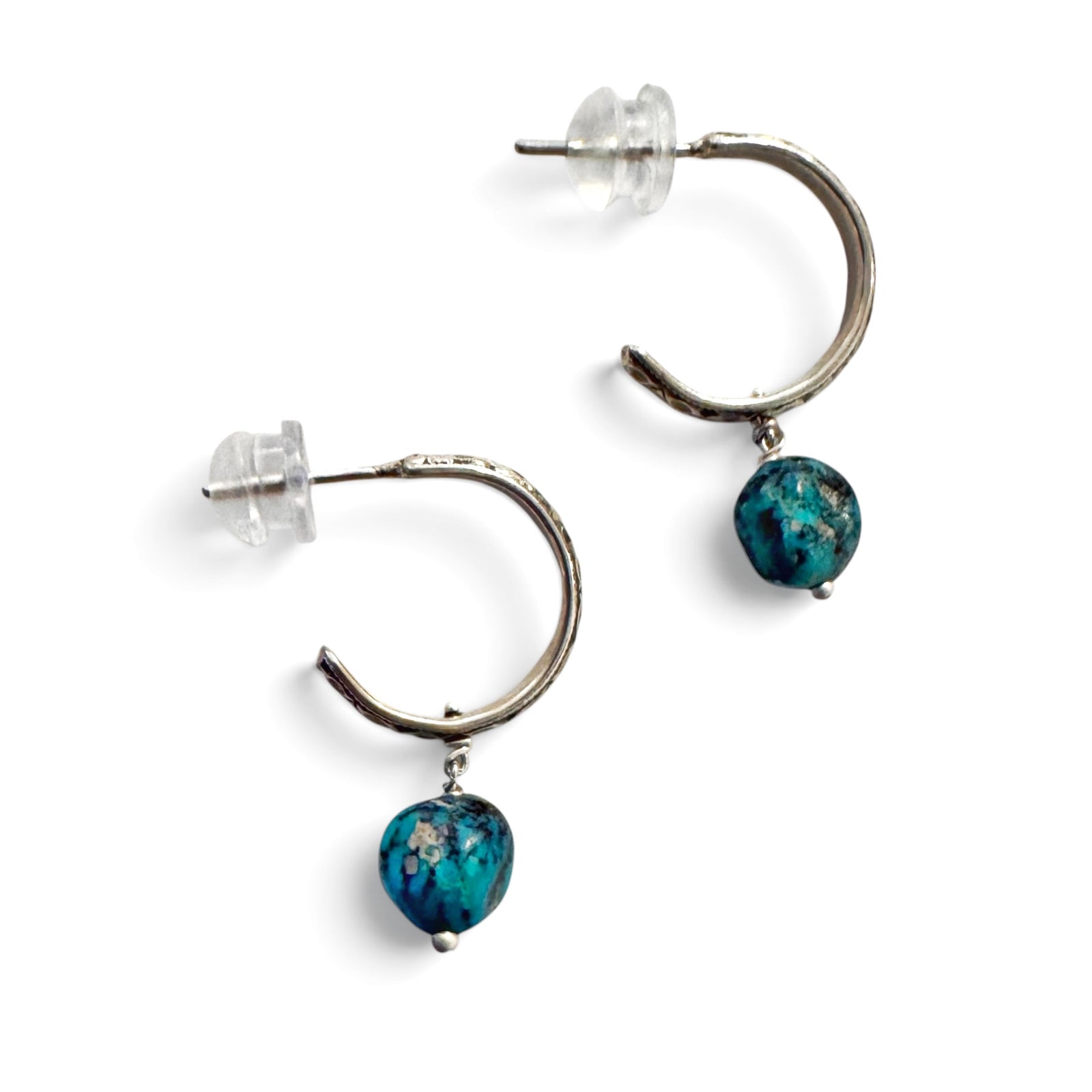Earrings - Hoops - Silver With Turquoise