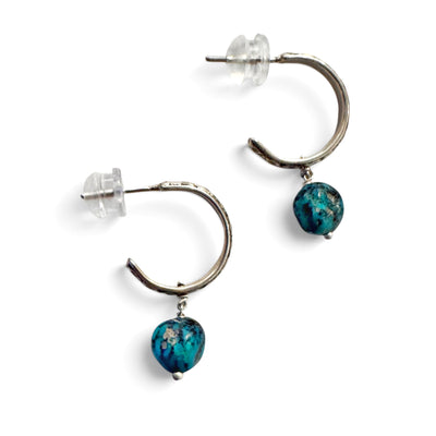 Earrings - Hoops - Silver With Turquoise