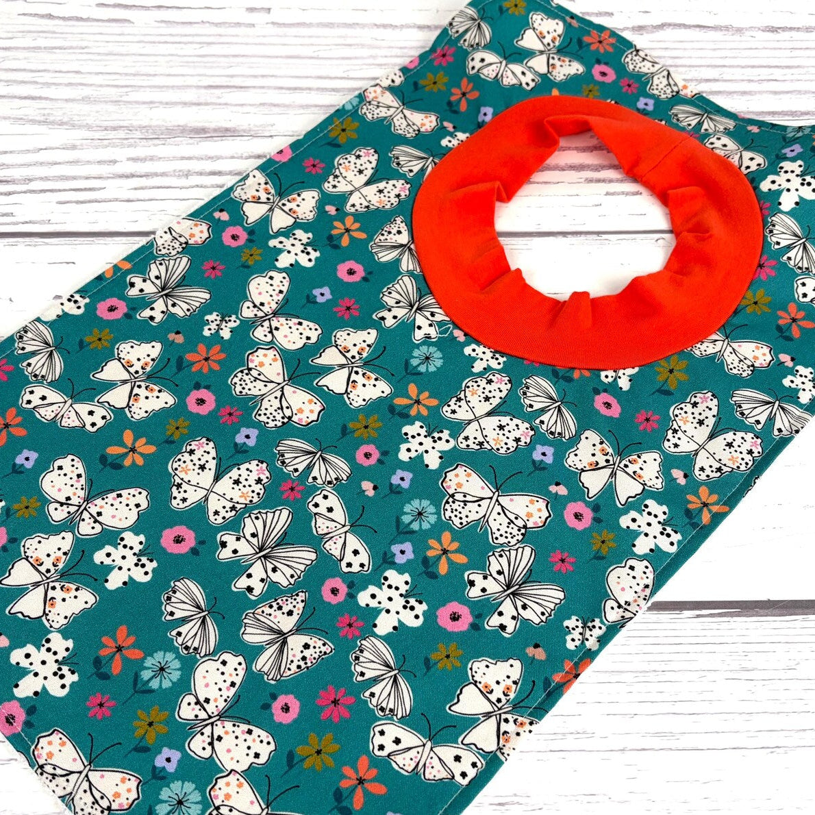 Pullover Bib - Teal Flowers