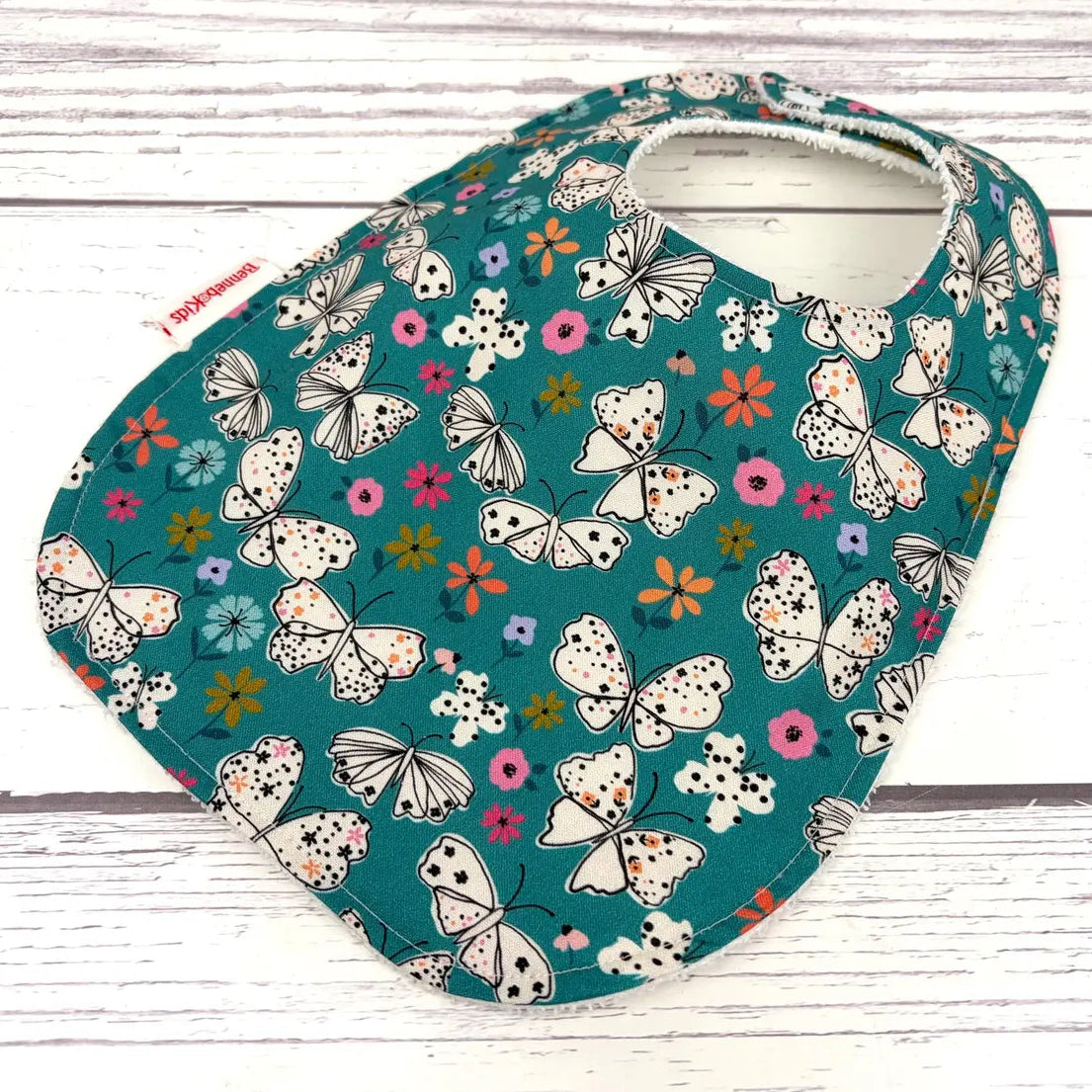 Baby Bib - Teal Flowers