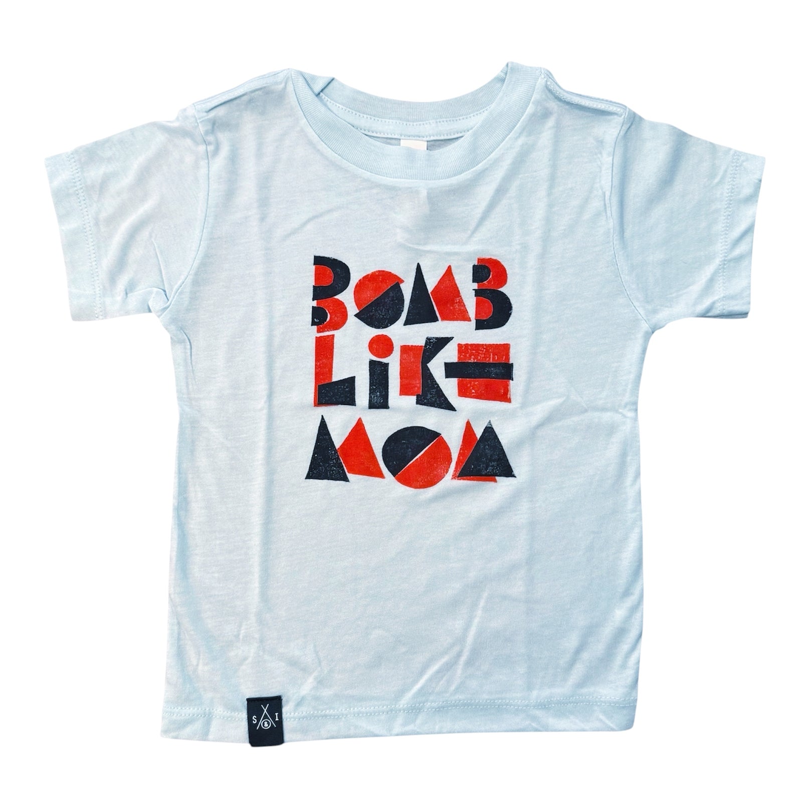 Kid's Tee - Bomb Like Mom - Ice Blue Block