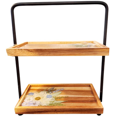 Wood/Resin Tiered Tray