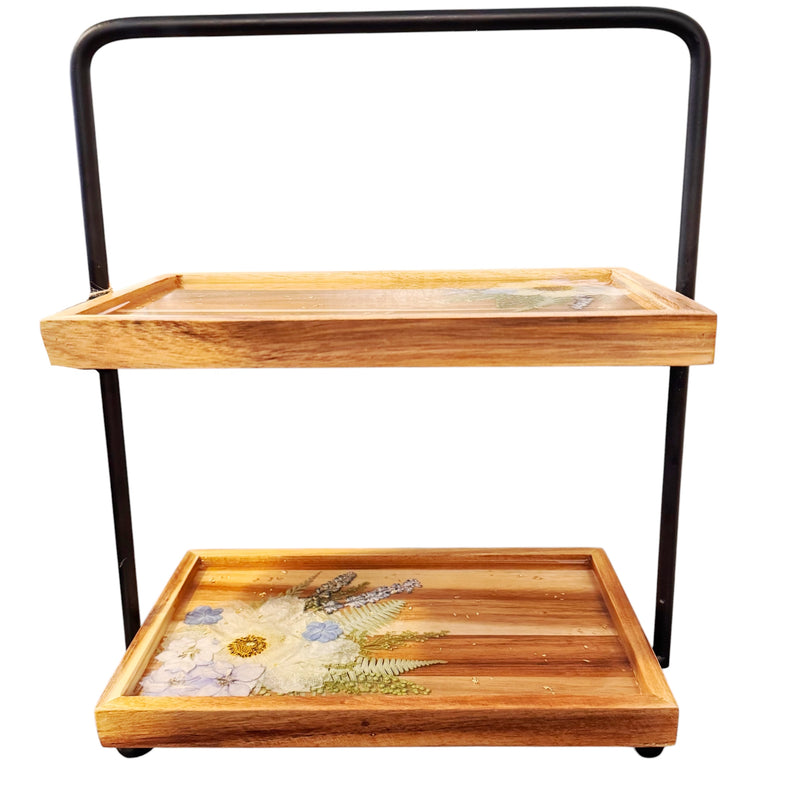 Wood/Resin Tiered Tray