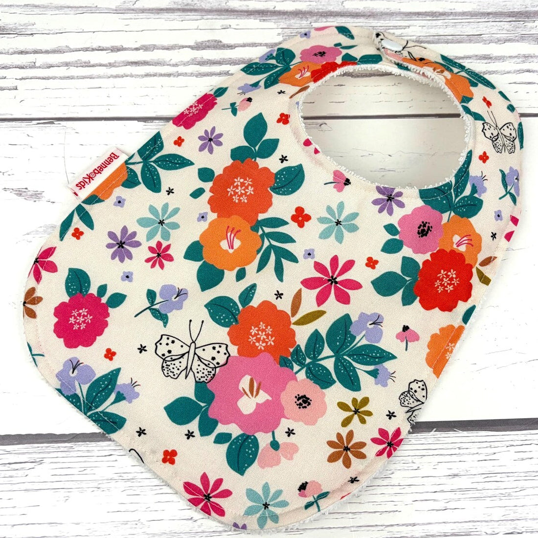 Baby Bib - White Flowers