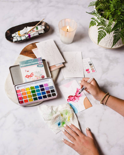 Watercolor Painting Kit - Tropical Florals