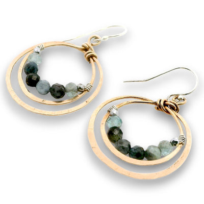 Earrings - Hoops - Aquamarine Inner Circle