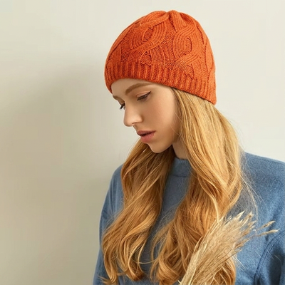 Wool Cable Knit Hat / Fingerless Gloves *Sold separately: Hat / Mustard