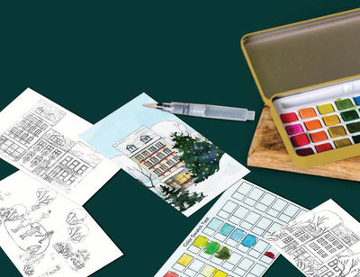 Watercolor Painting Kit - Winter Village