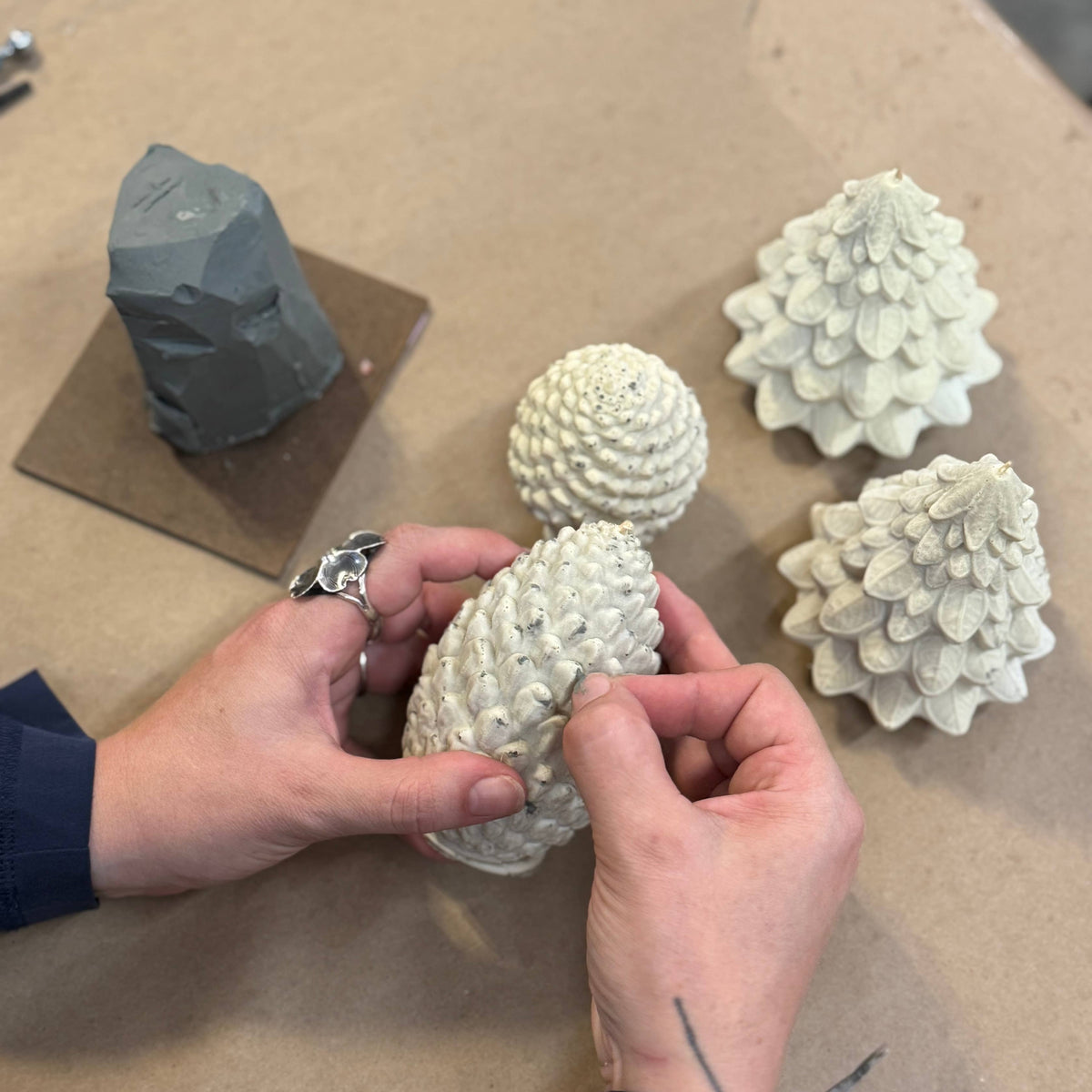 Sculpted Beeswax Pine Cones