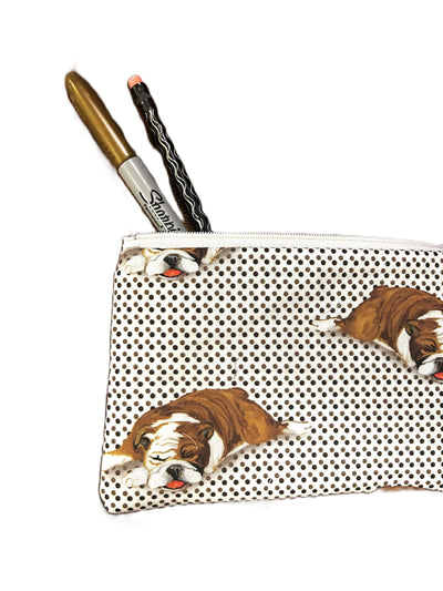 Spotted Cotton Bulldog Cosmetic Pouch for Dog Lover