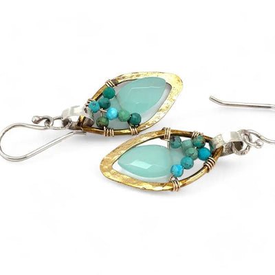 Earrings - Turquoise Summer Leaves