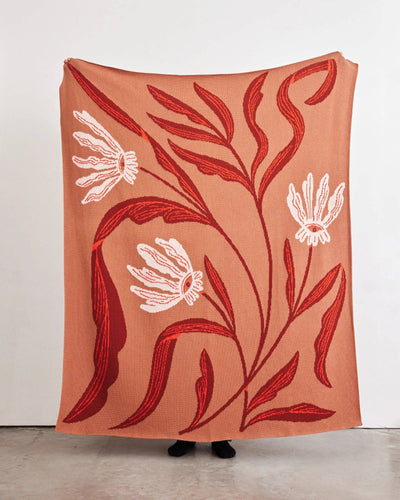 Flora Vision - Knit Throw Blanket - Cotton - Made in USA: BlueGrass in Egyptian Cotton