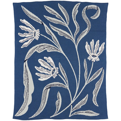 Flora Vision - Knit Throw Blanket - Cotton - Made in USA: BlueGrass in Egyptian Cotton