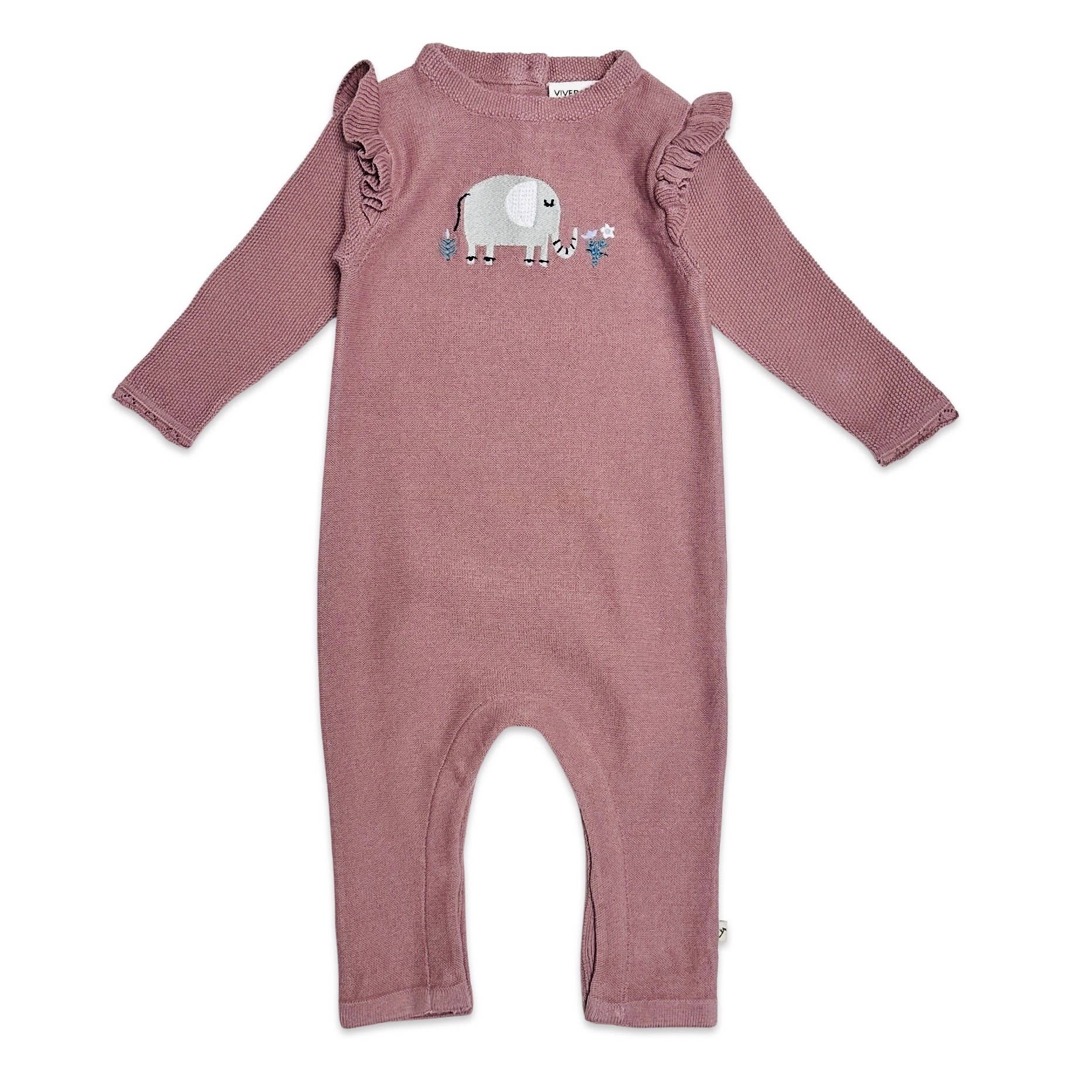 Baby Jumpsuit - Elephant - Vintage Rose - Gift & Gather