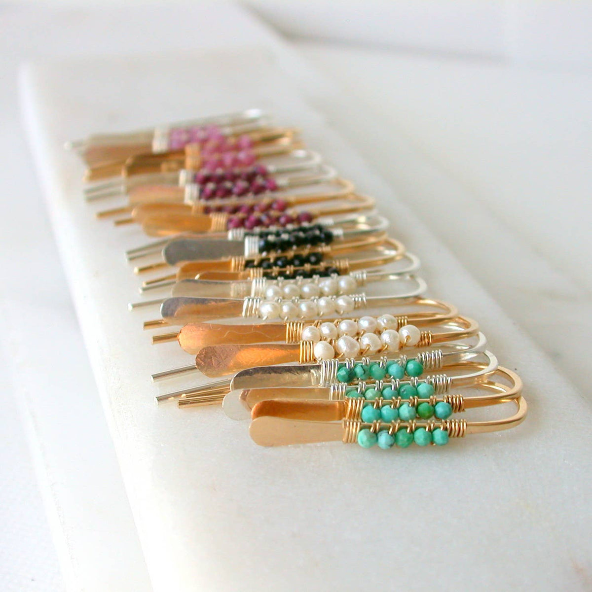 Earrings - Gemstone Wrapped Petite Threaders