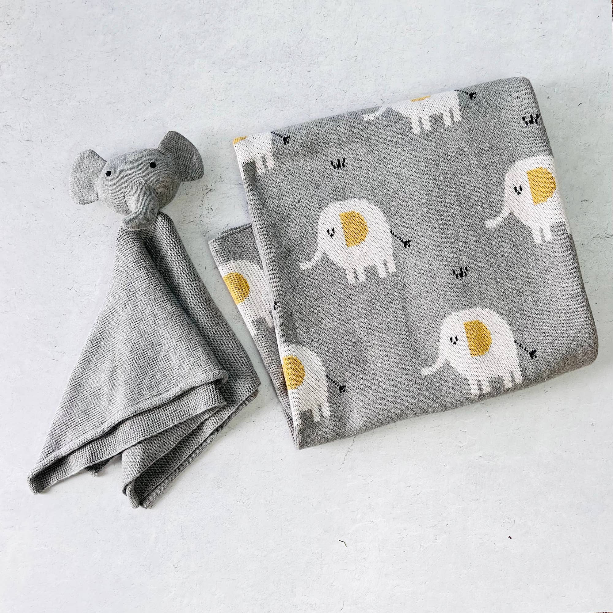 Blanket & Lovey Gift Set - Elephant - Grey Heather - Gift & Gather