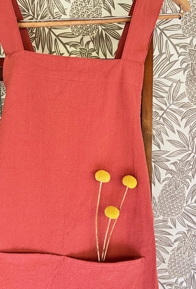 Cross Back Apron - Dusty Rose Pink