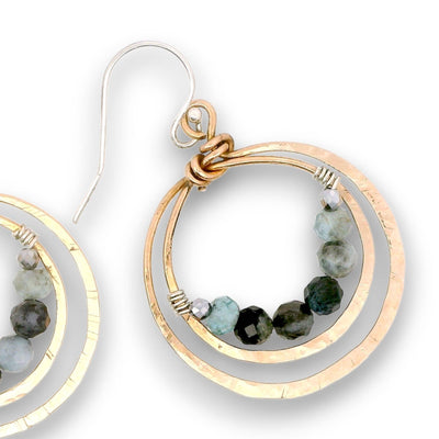 Earrings - Hoops - Aquamarine Inner Circle