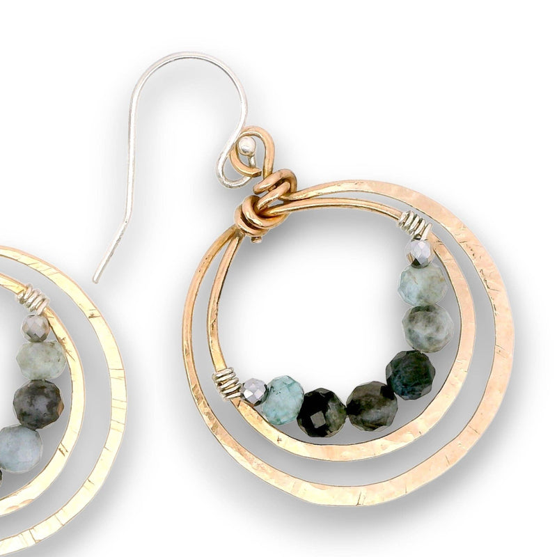 Earrings - Hoops - Aquamarine Inner Circle