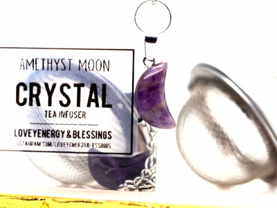 Tea Infuser - Crescent Moon Amethyst Crystal